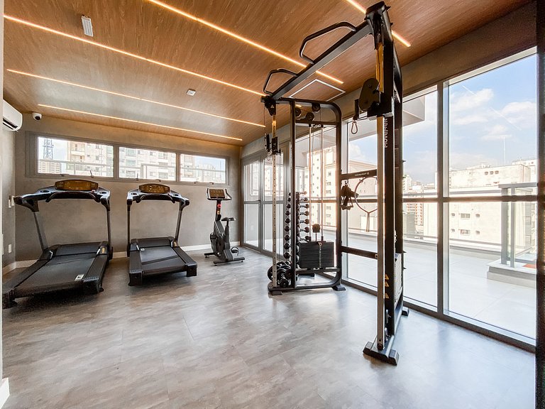 Belo apto C/1 dorm, vaga, cama queen e piscina.