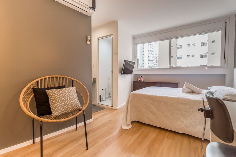 Studio moderno, novo, completo próximo Av Paulista