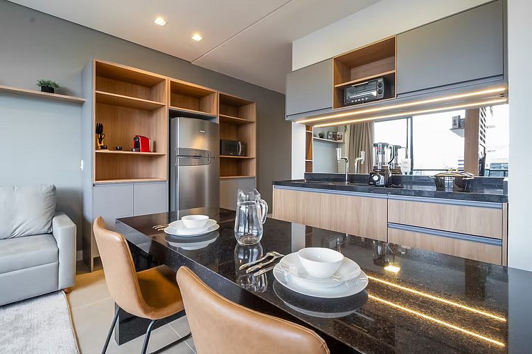 Apartamento nuevo, completo Vila Olímpia WIFI+AC+TV Smart