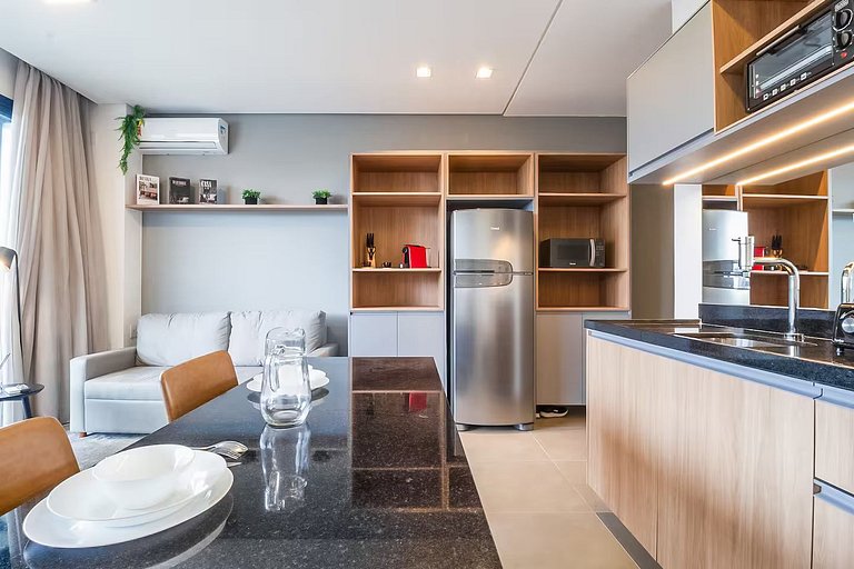 Apartamento nuevo, completo Vila Olímpia WIFI+AC+TV Smart