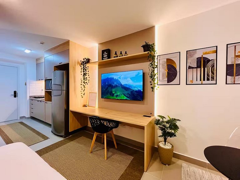 TD716_Apto novo em Moema, com WIFI+AC+TV Smart