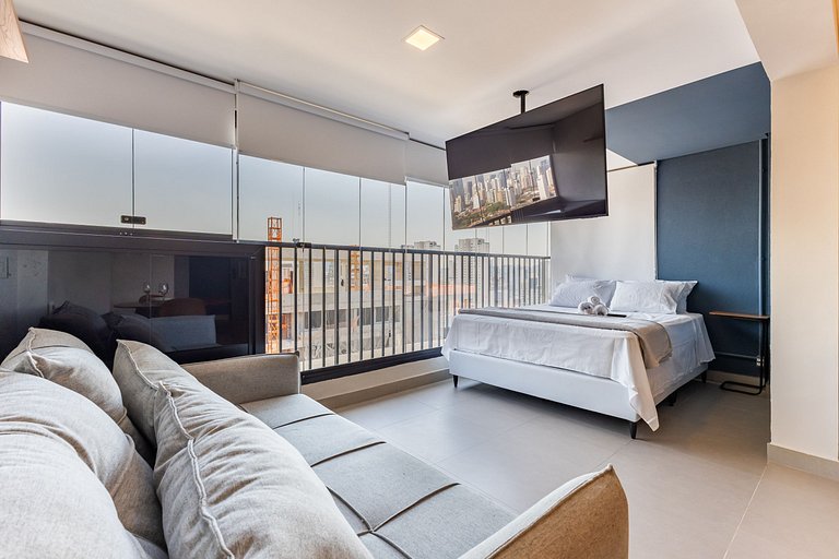 Belo studio c/ cama queen na Vila Olimpia