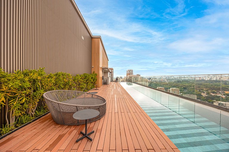 Charmoso studio C/mezanino e varanda em Moema