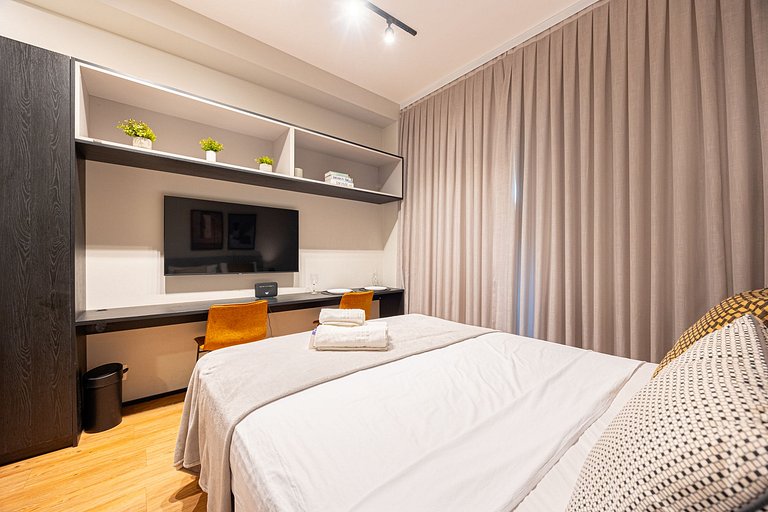 Charmoso studio com cama queen em Moema