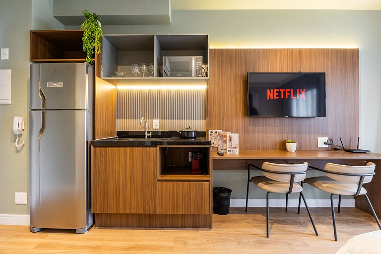 Belo studio com cama Queen na Vila Olimpia