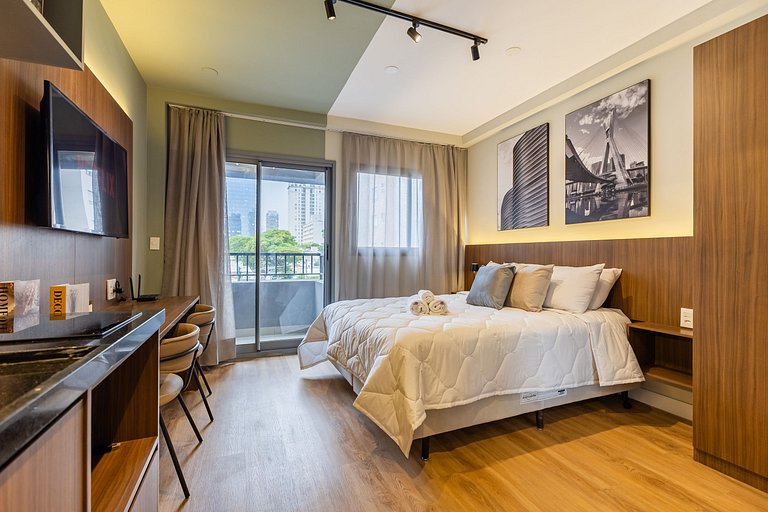 Belo studio com cama Queen na Vila Olimpia
