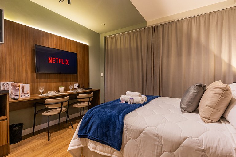 Belo studio com cama Queen na Vila Olimpia