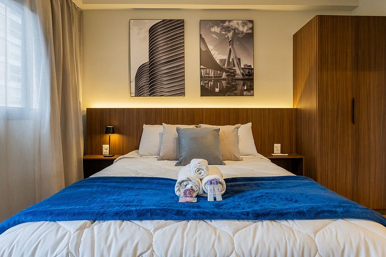 Belo studio com cama Queen na Vila Olimpia