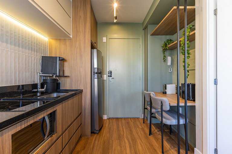 Studio moderno com vista aberta na Vila Olímpia