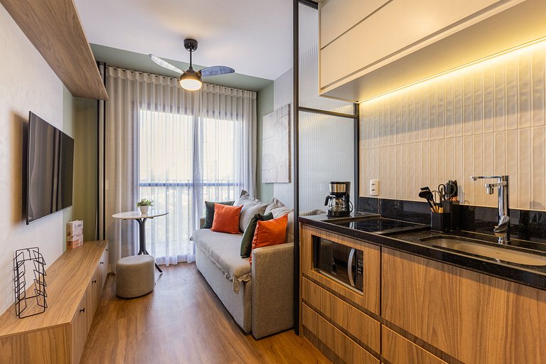 Studio moderno com vista aberta na Vila Olímpia