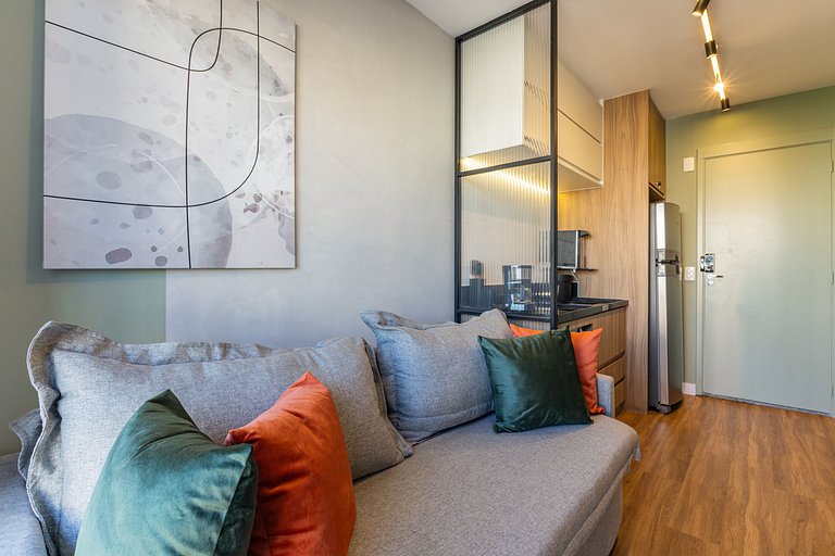 Studio moderno com vista aberta na Vila Olímpia