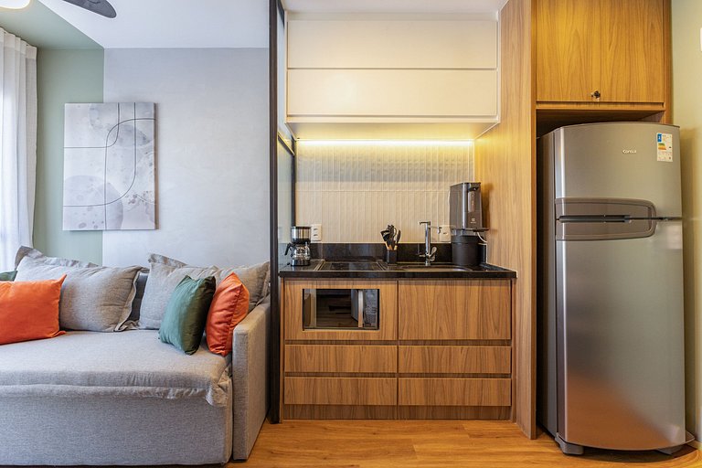 Studio moderno com vista aberta na Vila Olímpia