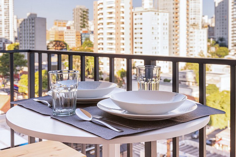 Studio moderno com vista aberta na Vila Olímpia