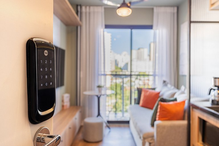 Studio moderno com vista aberta na Vila Olímpia