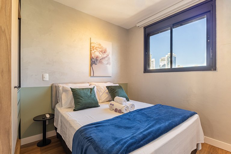 Studio moderno com vista aberta na Vila Olímpia