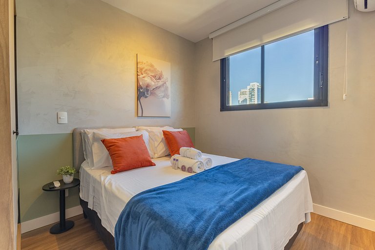 Studio moderno com vista aberta na Vila Olímpia
