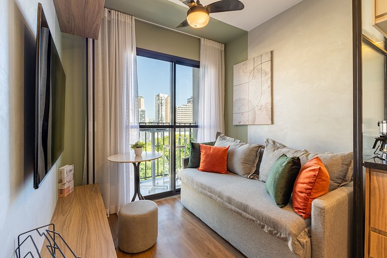 Studio moderno com vista aberta na Vila Olímpia