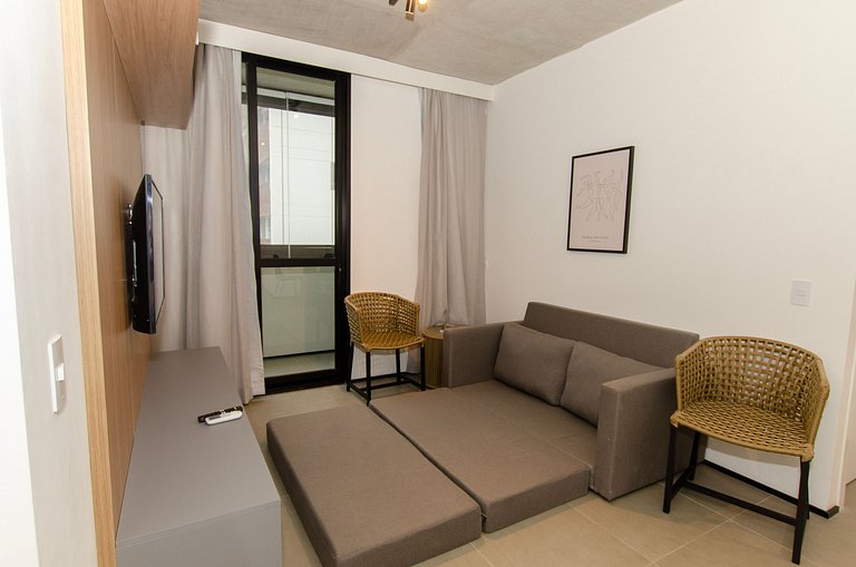 Belo apto de 2 dorms C/ varanda e ar-condicionado