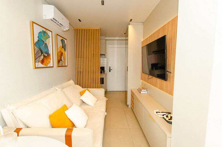 Belo apto C/1 dorm, vaga, cama queen e piscina.