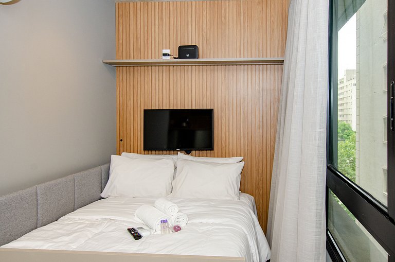 Belo studio no coração da Alameda Itu