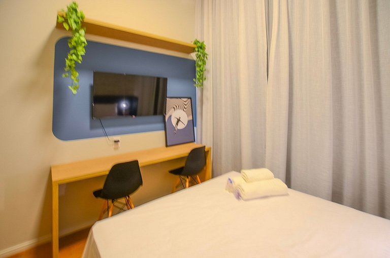 Studio com mezanino ao lado do Mackenzie