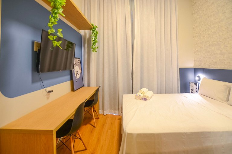 Studio com mezanino ao lado do Mackenzie