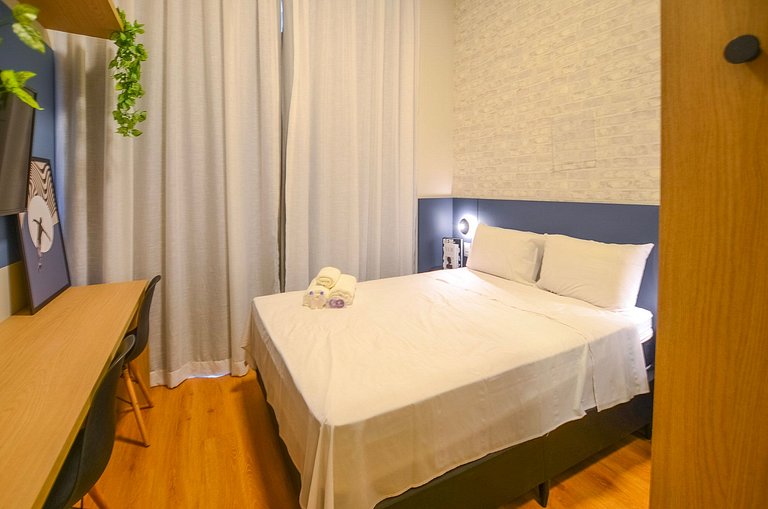 Studio com mezanino ao lado do Mackenzie