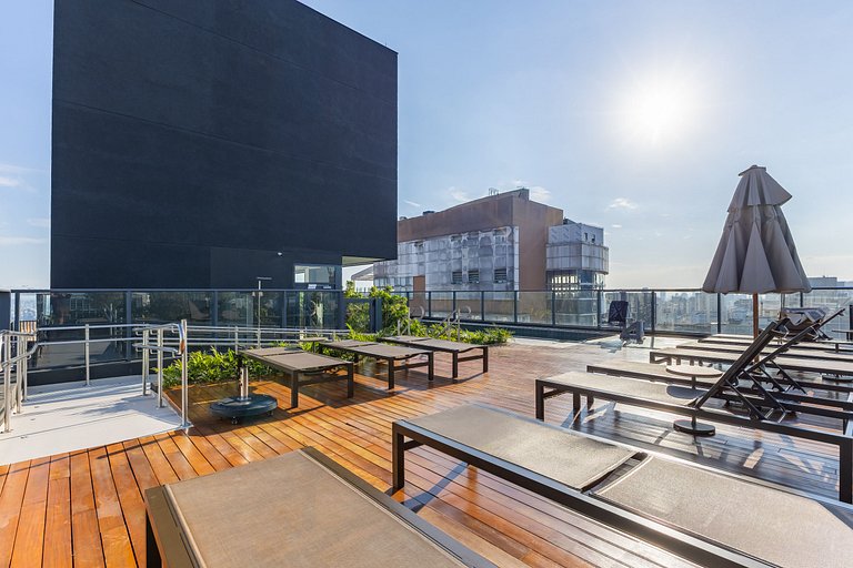 Belo flat no Jardins | Rooftop, Academia e Wi-Fi