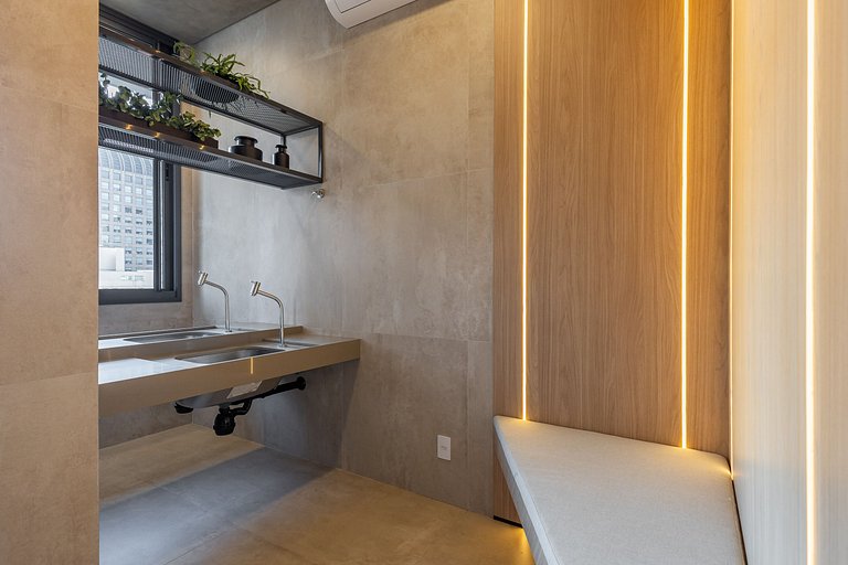 Belo flat no Jardins | Rooftop, Academia e Wi-Fi