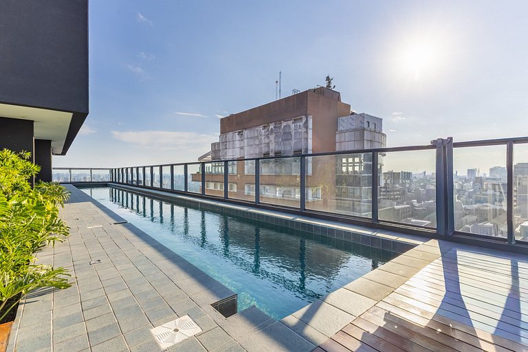 Belo flat no Jardins | Rooftop, Academia e Wi-Fi