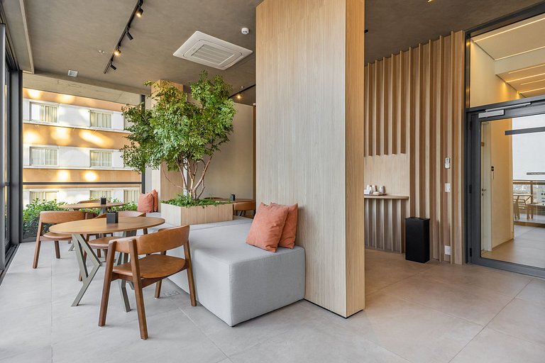 Belo flat no Jardins | Rooftop, Academia e Wi-Fi