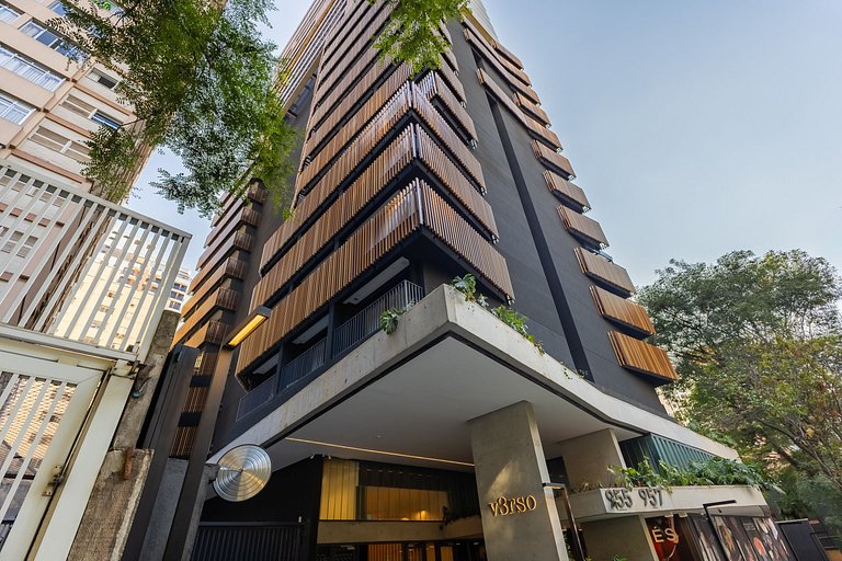 Belo flat no Jardins | Rooftop, Academia e Wi-Fi