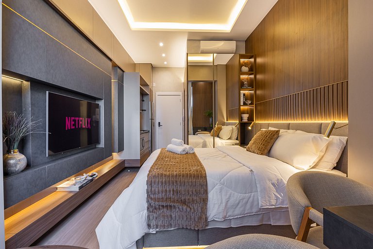 Belo flat no Jardins | Rooftop, Academia e Wi-Fi