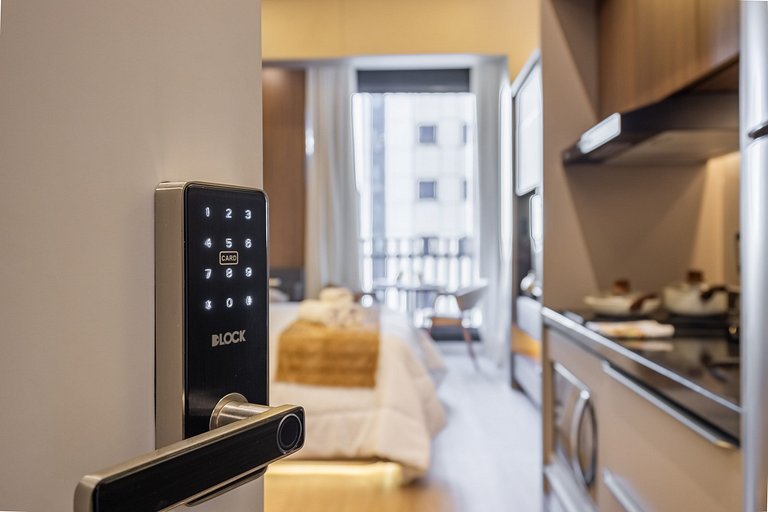 Belo flat no Jardins | Rooftop, Academia e Wi-Fi