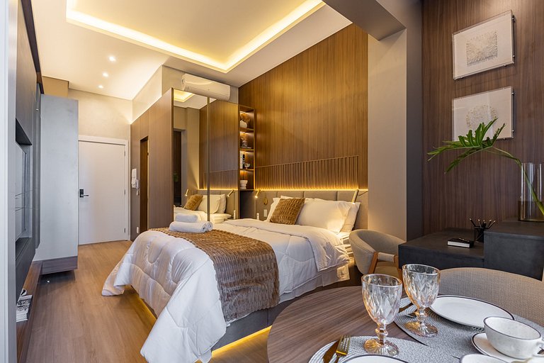 Belo flat no Jardins | Rooftop, Academia e Wi-Fi