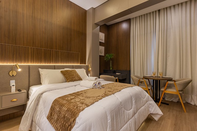 Belo flat no Jardins | Rooftop, Academia e Wi-Fi