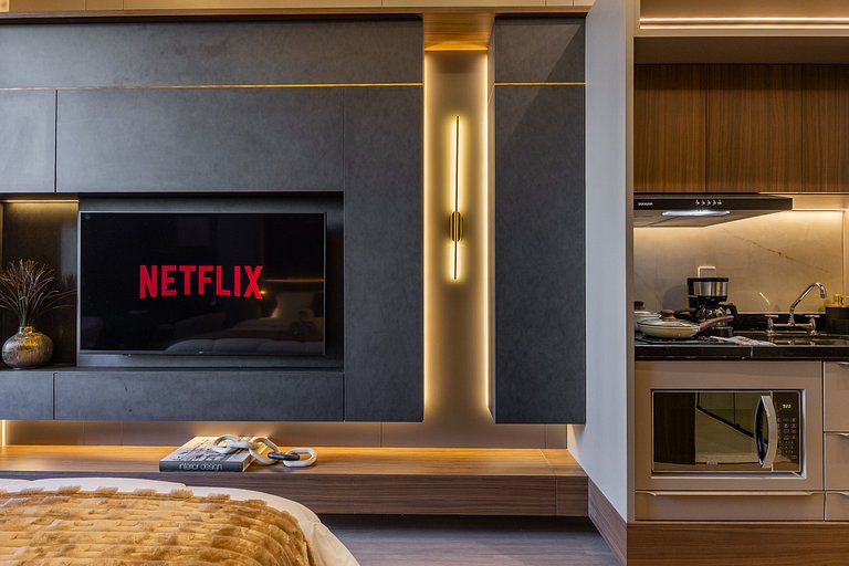 Belo flat no Jardins | Rooftop, Academia e Wi-Fi