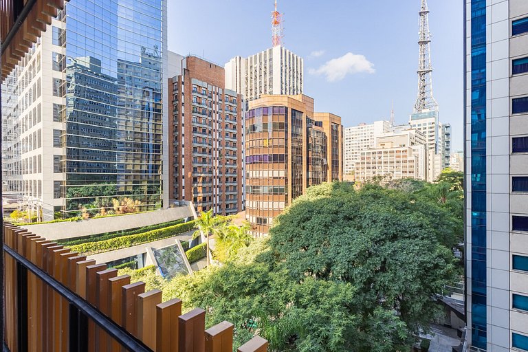 Belo flat no Jardins | Rooftop, Academia e Wi-Fi