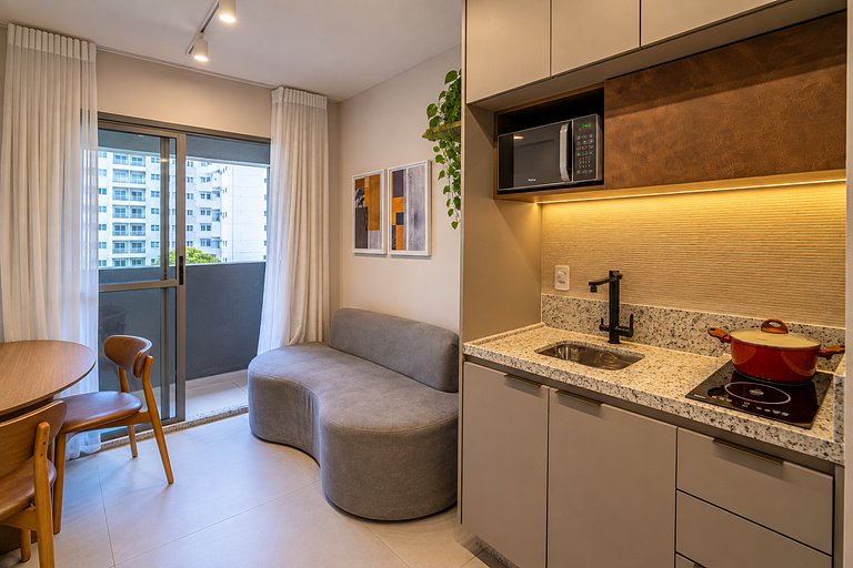Vila Olimpia | 1Dorm | Piscina, varanda e academia