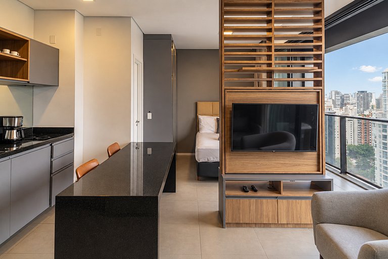 Faria Lima | Sauna, piscina e vista panorâmica